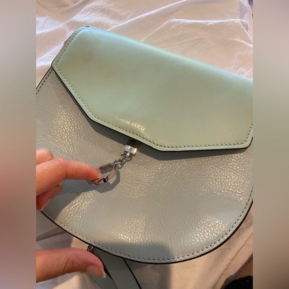 LOUISE ET CIE Leather Shoulder Bag Jael Crossbody purse mint sage green New - Picture 11 of 16